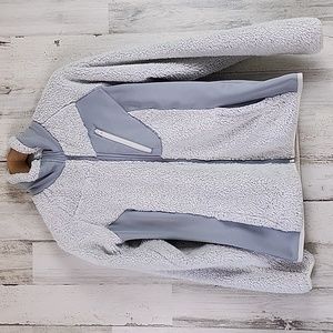 Columbia gray two tone fleece zip up jacket slip pockets Size Small